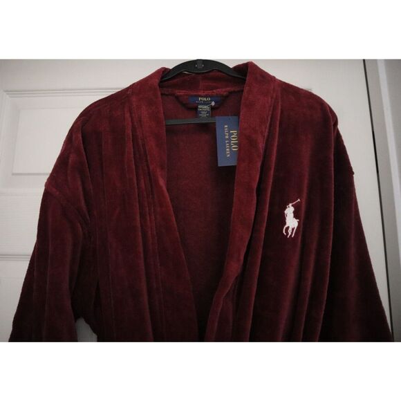 Polo Ralph Lauren RL91WW-00D Men's Sz S/M Classic Wine Terry Shawl Robe - Picture 6 of 9